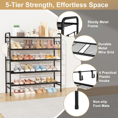 VILICK 5-tier rack with heel rails optimizing vertical space for heels