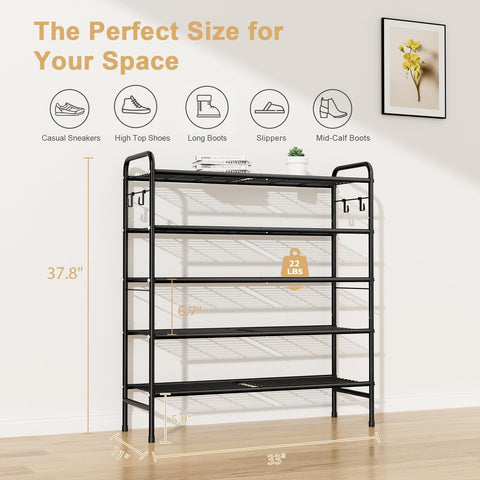VILICK 5-tier removable shelves demonstrate customizable storage for tall boots and boxes