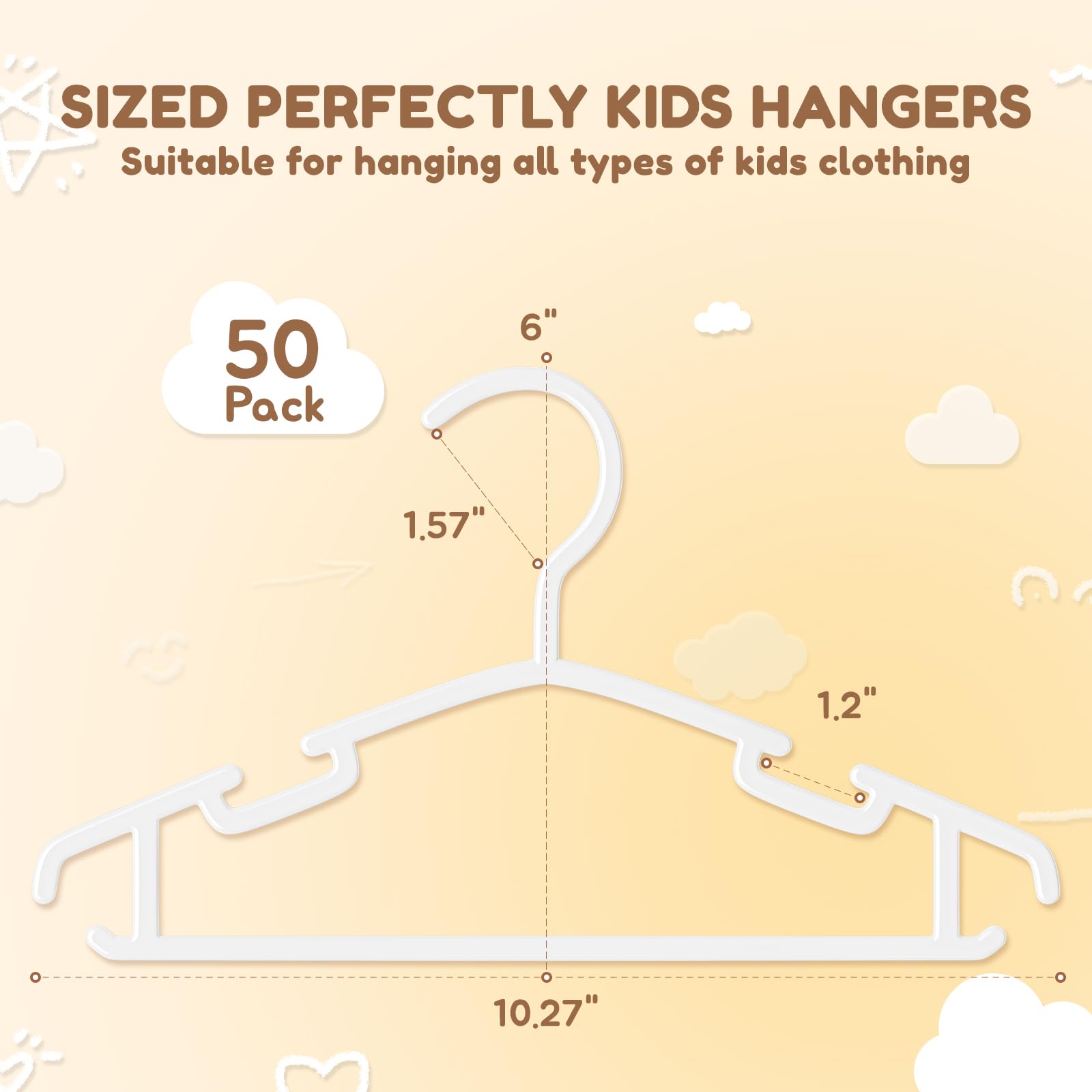 VILICK hanger with notched shoulder grooves prevents slipping of small garments.