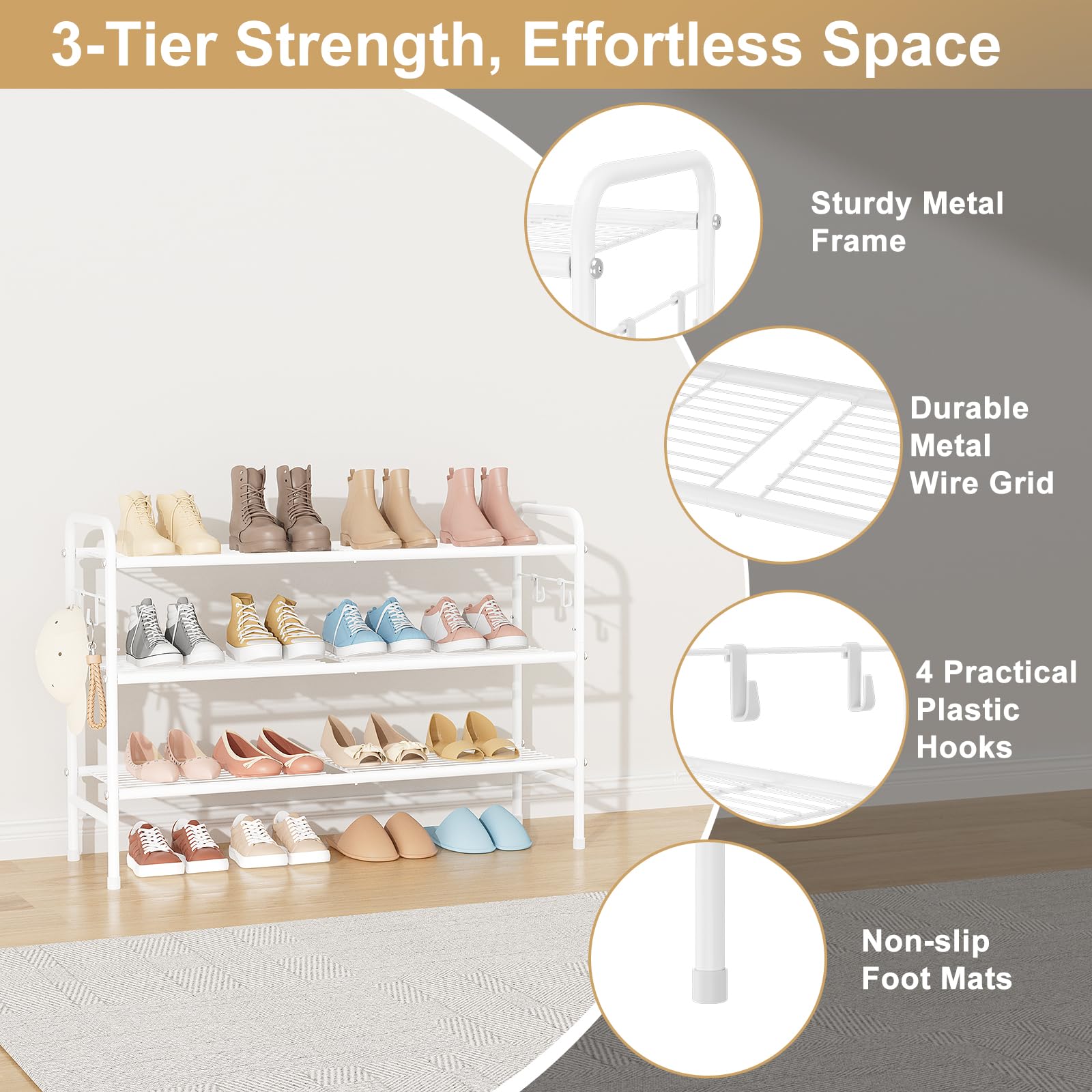 VILICK shoe rack removable shelf enables flexible storage for larger items.