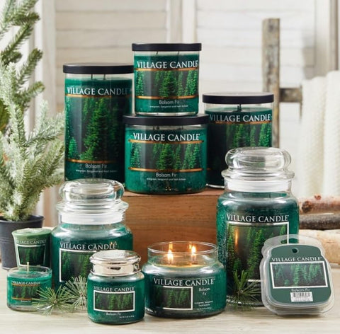 Village Candle green apothecary jar enhances Americana decor with long-lasting scent
