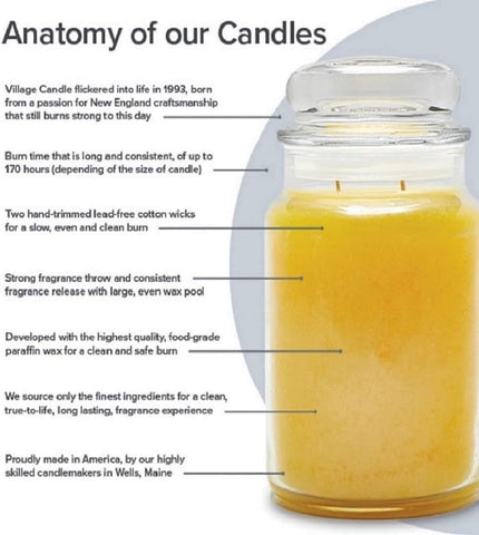 Village Candle Summer Breeze dual-wick candle promotes a cleaner, more efficient burn.