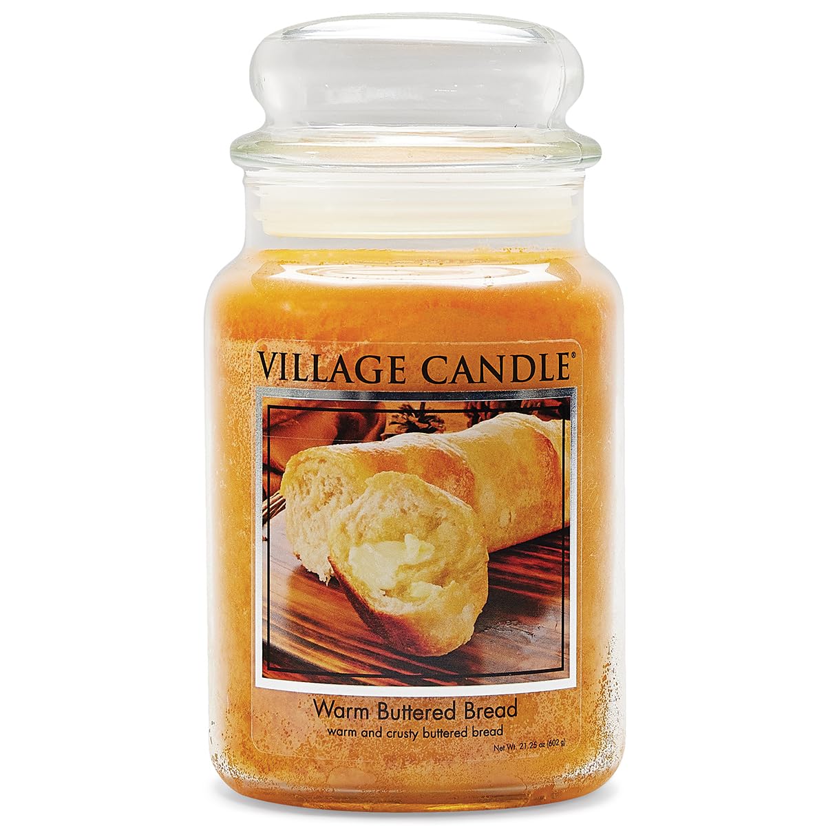 Village Candle Warm Buttered Bread large glass jar with long-lasting cozy aroma.