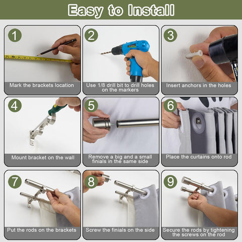 Vimayta heavy-duty holding capacity keeps heavy blackout curtains aligned with minimal sag