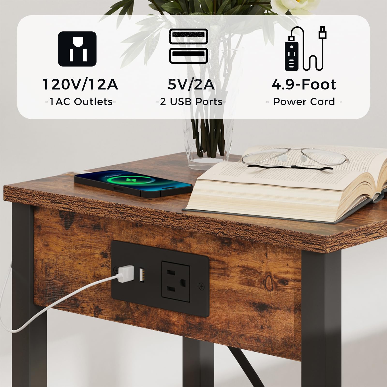 VIMBER nightstand beside bed for nighttime essentials.