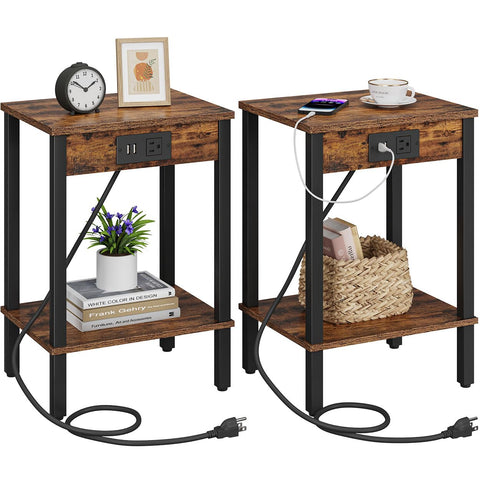 VIMBER end table charging-station set 2-pack beside sofa for easy charging.
