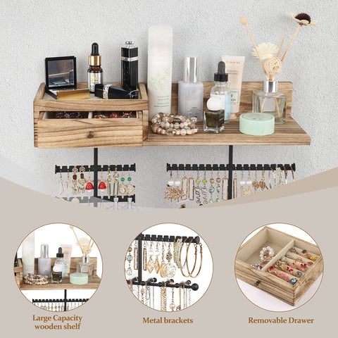 VINAEMO jewelry organizer with 58 earring slots keeps pairs neatly visible.