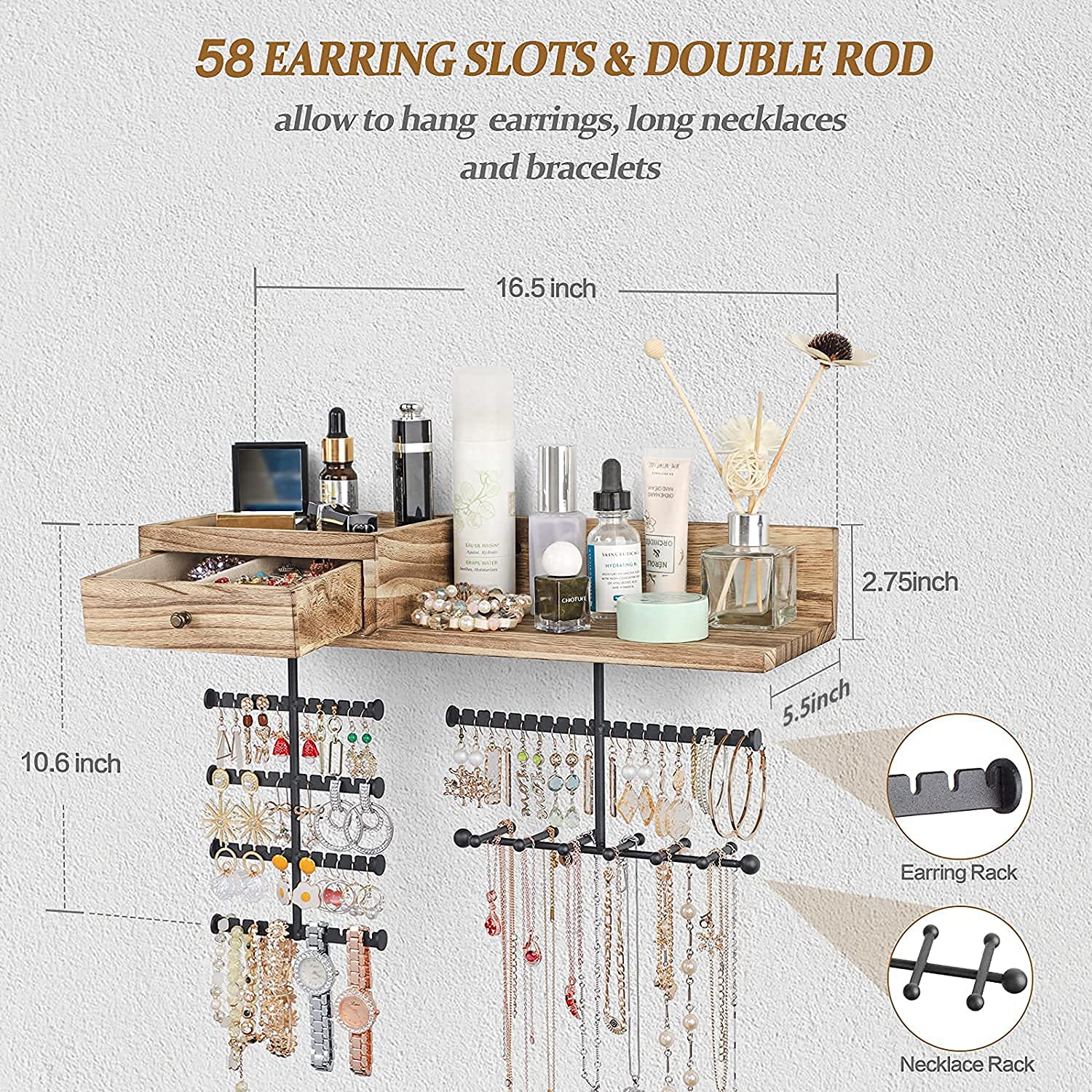VINAEMO ring and brooch drawer lined with linen protects delicate pieces.