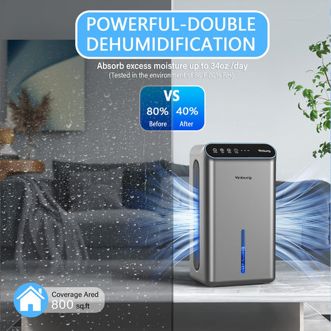 Vinburg sleep-mode dehumidifier operates quietly for undisturbed nights.