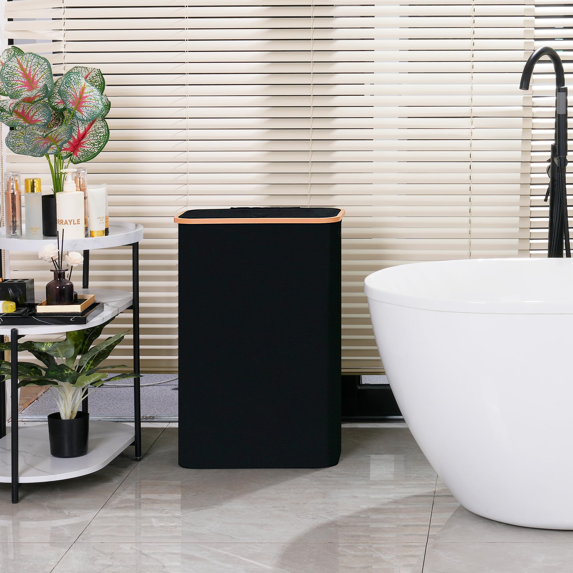 Vincona Black Slim Laundry Basket keeps laundry organized in small spaces