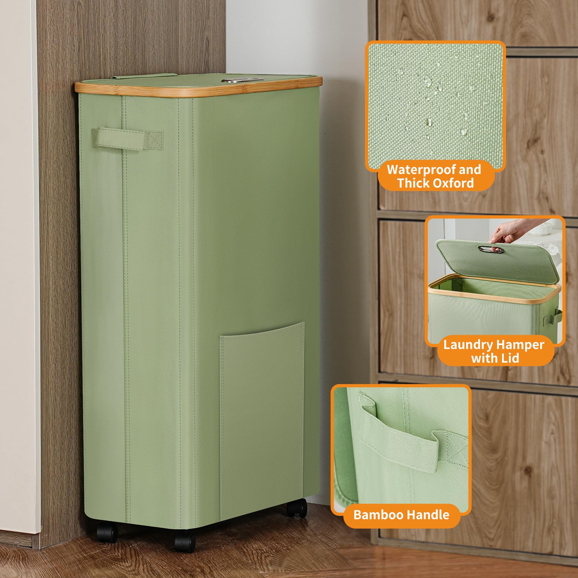 Vincona laundry basket lid keeps contents concealed and odors contained.