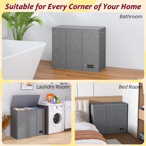Vincona lid conceals dirty laundry for a neat bedroom or bathroom