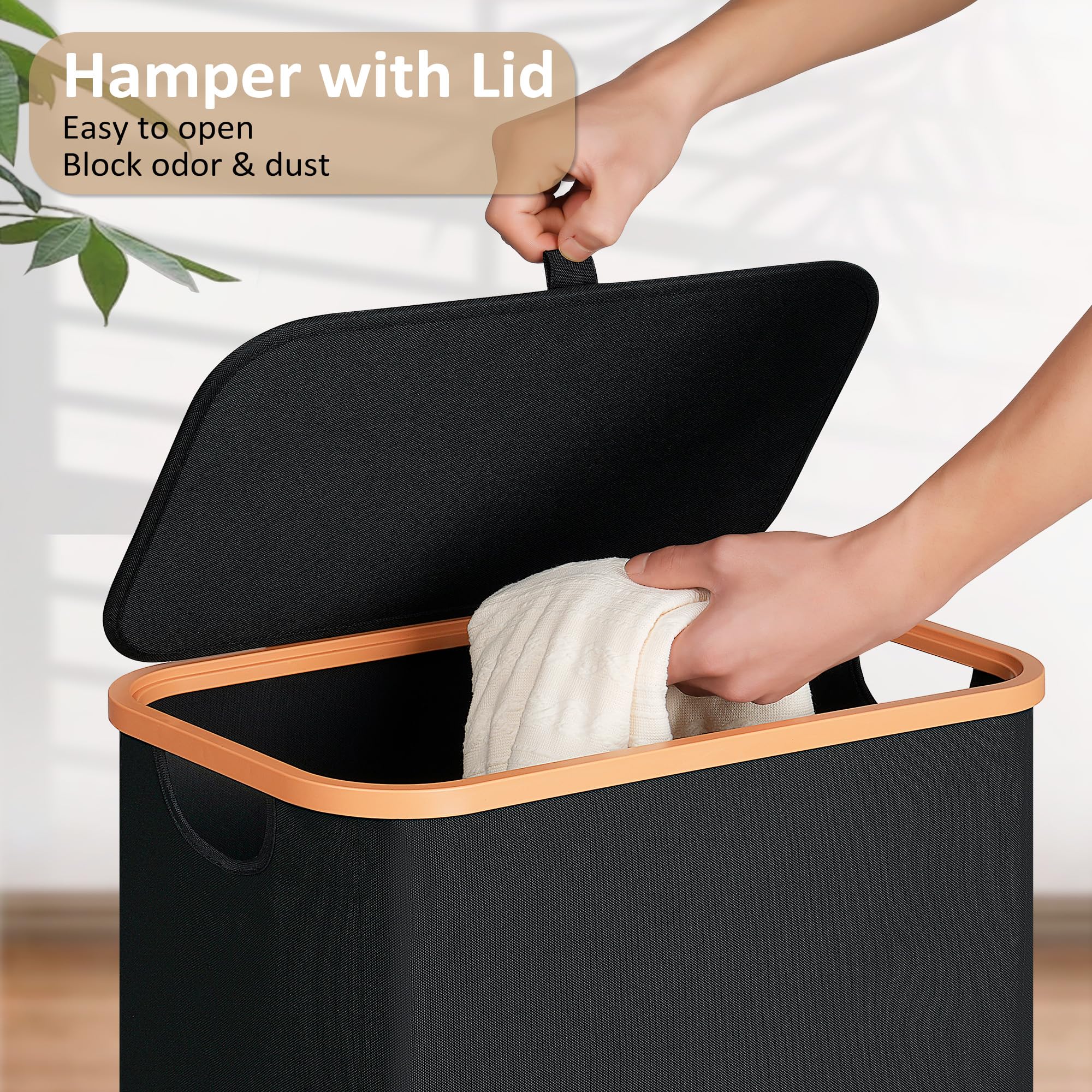 Vincona Slim Laundry Basket with Handle enabling easy transport when full