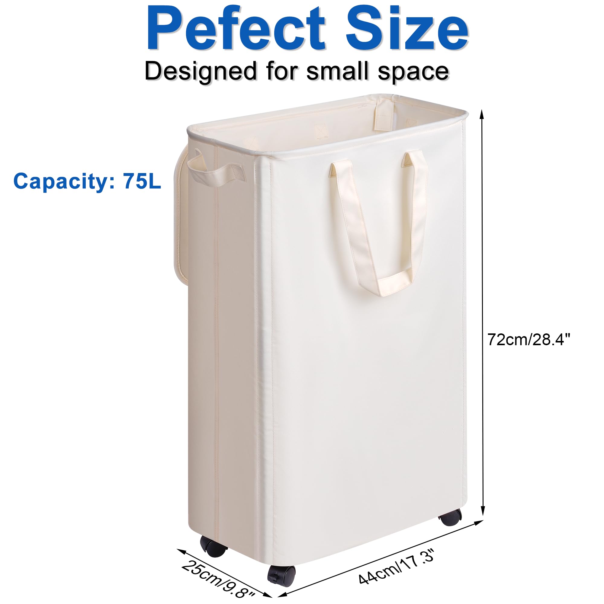 Vincona hamper with durable wheels offers effortless transport from bathroom to washer.