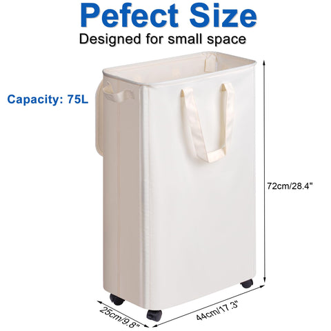 Vincona hamper with durable wheels offers effortless transport from bathroom to washer.