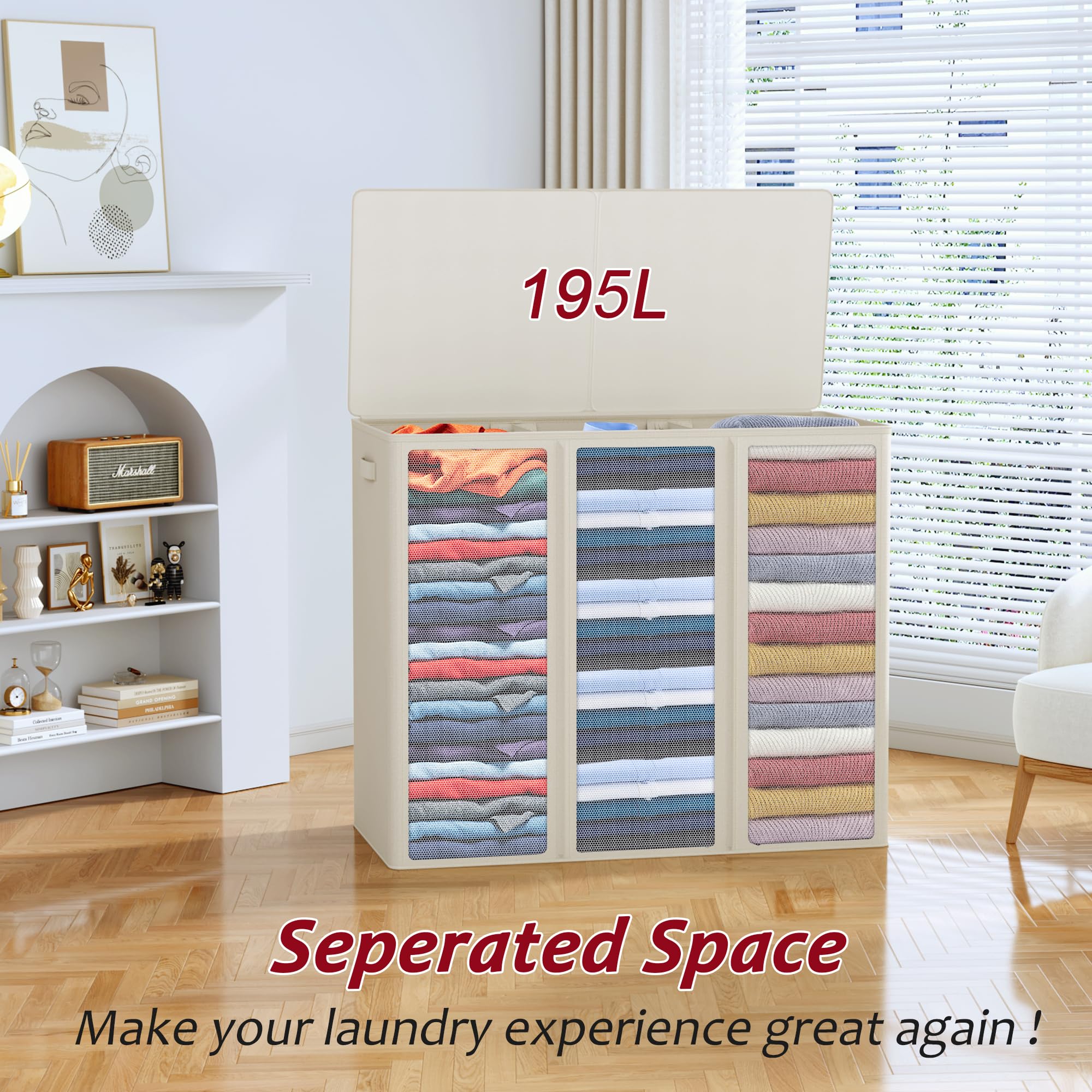 Vincona sturdy Oxford fabric provides durable, water resistant laundry storage.