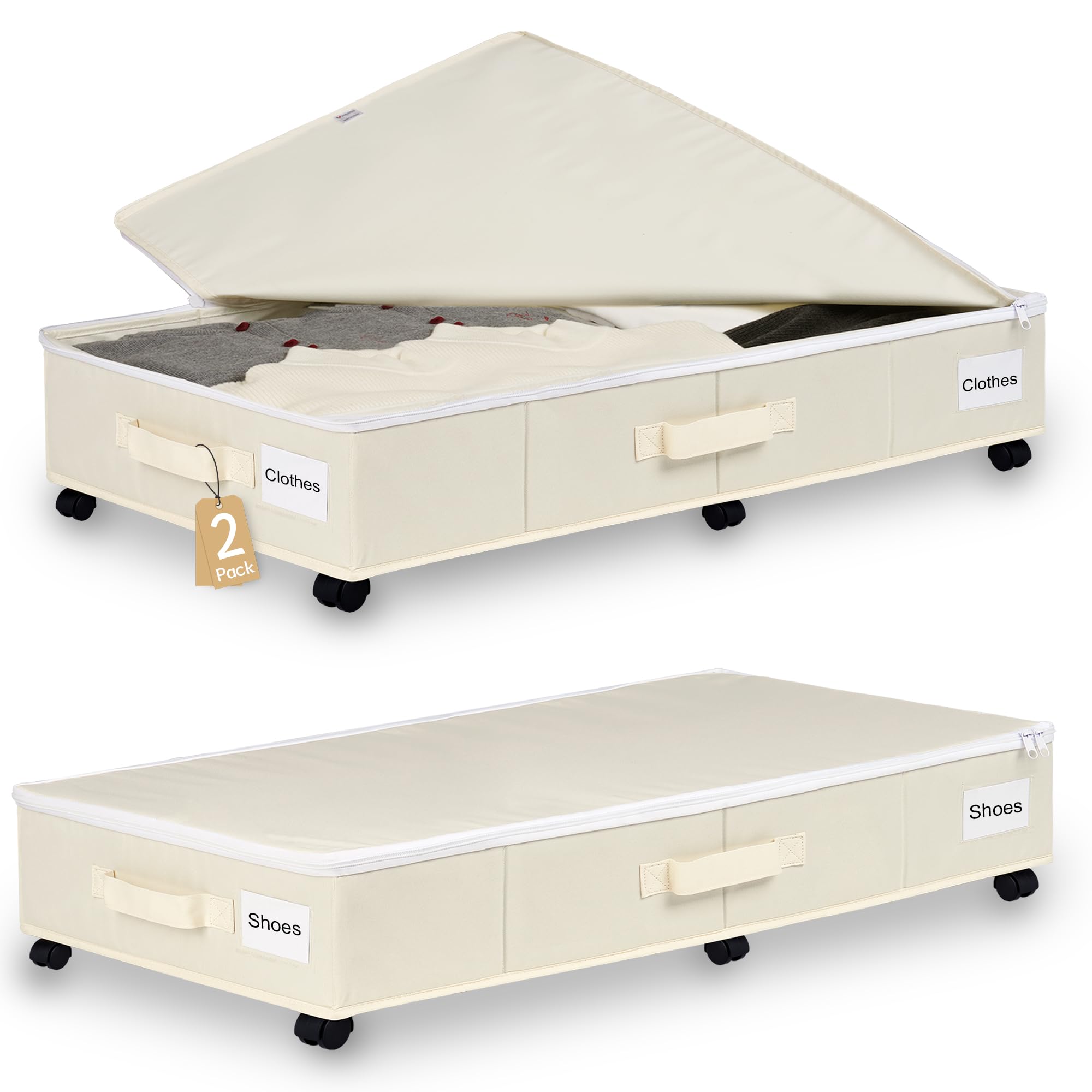 Vincona under bed storage with wheels and dustproof lid for easy access