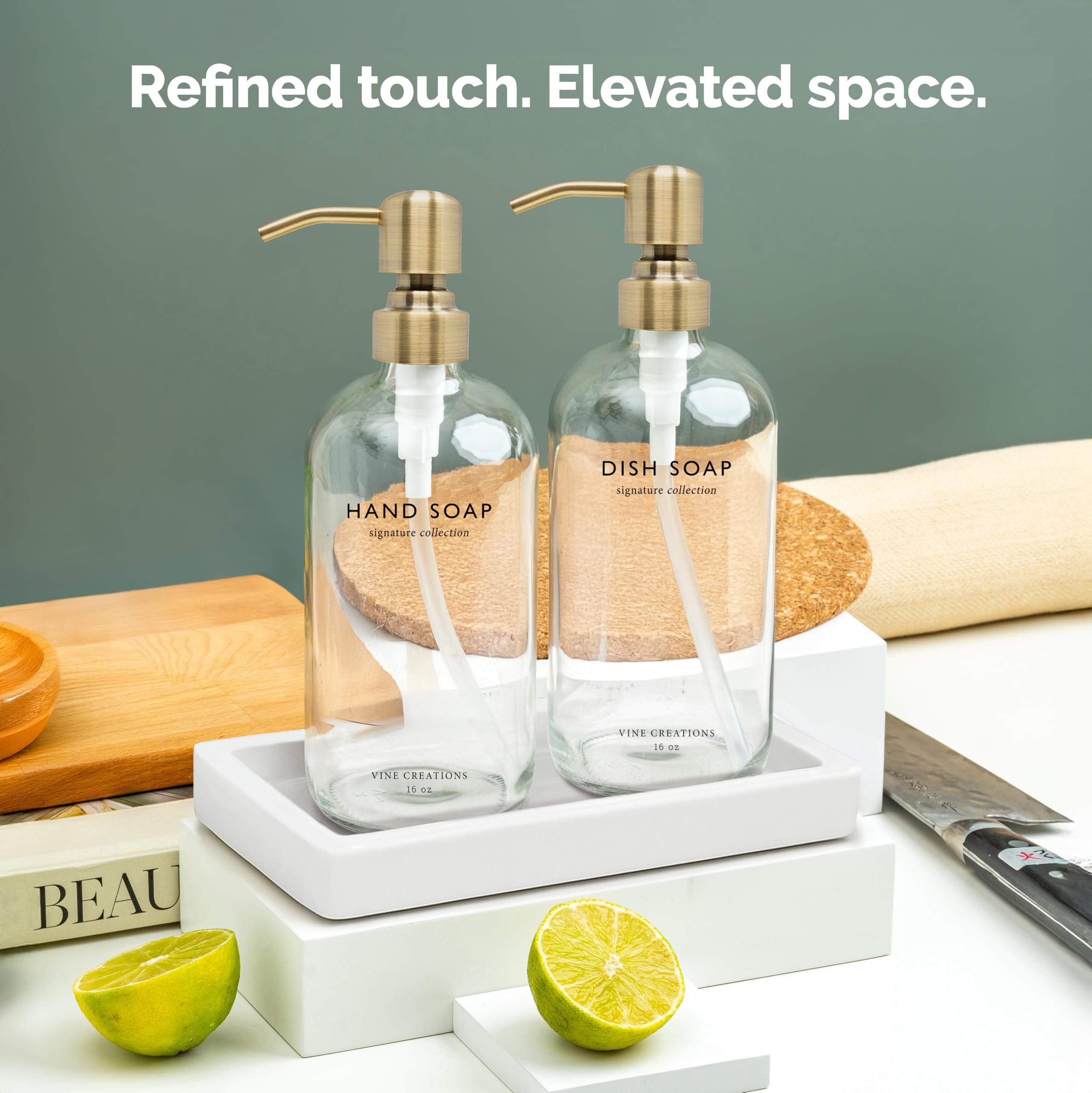Minimalist Vine Creations countertop setup featuring modern kitchen decor.