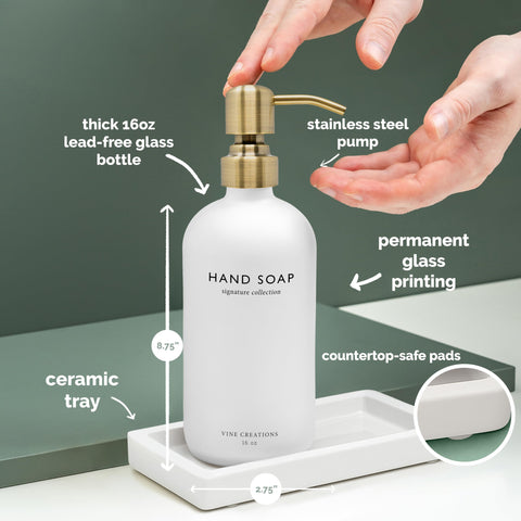 Vine Creations hand soap dispenser for easy use.