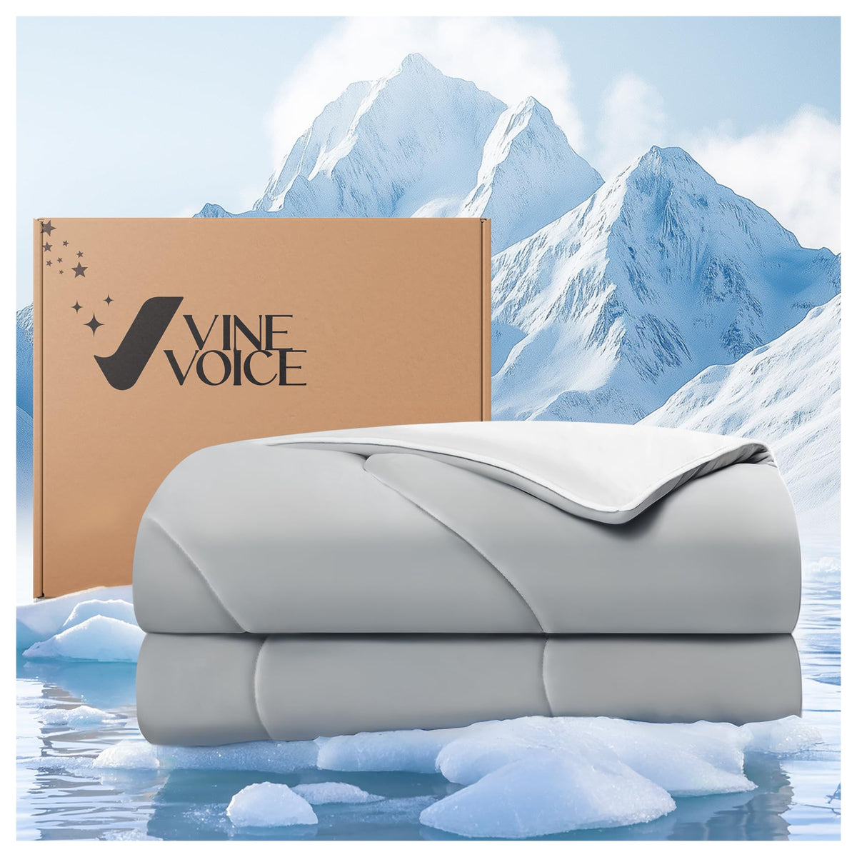 Vine Voice cooling blanket king fabric closeup shows soft breathable nylon texture, ideal for hot sleepers