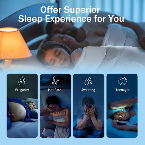 Vine Voice comforter in use shows instant cool touch for hot sleepers.