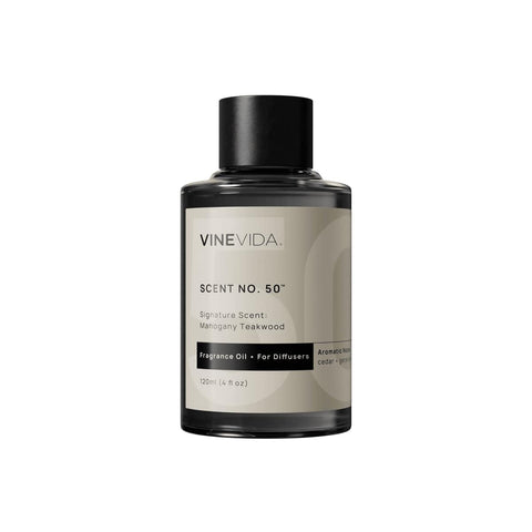 VINEVIDA Mahogany Teakwood fragrance oil bottle ready for diffuser use