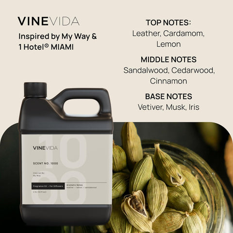 VINEVIDA No.1000 leather-sandalwood-oudh aroma elevates rooms with sophistication.