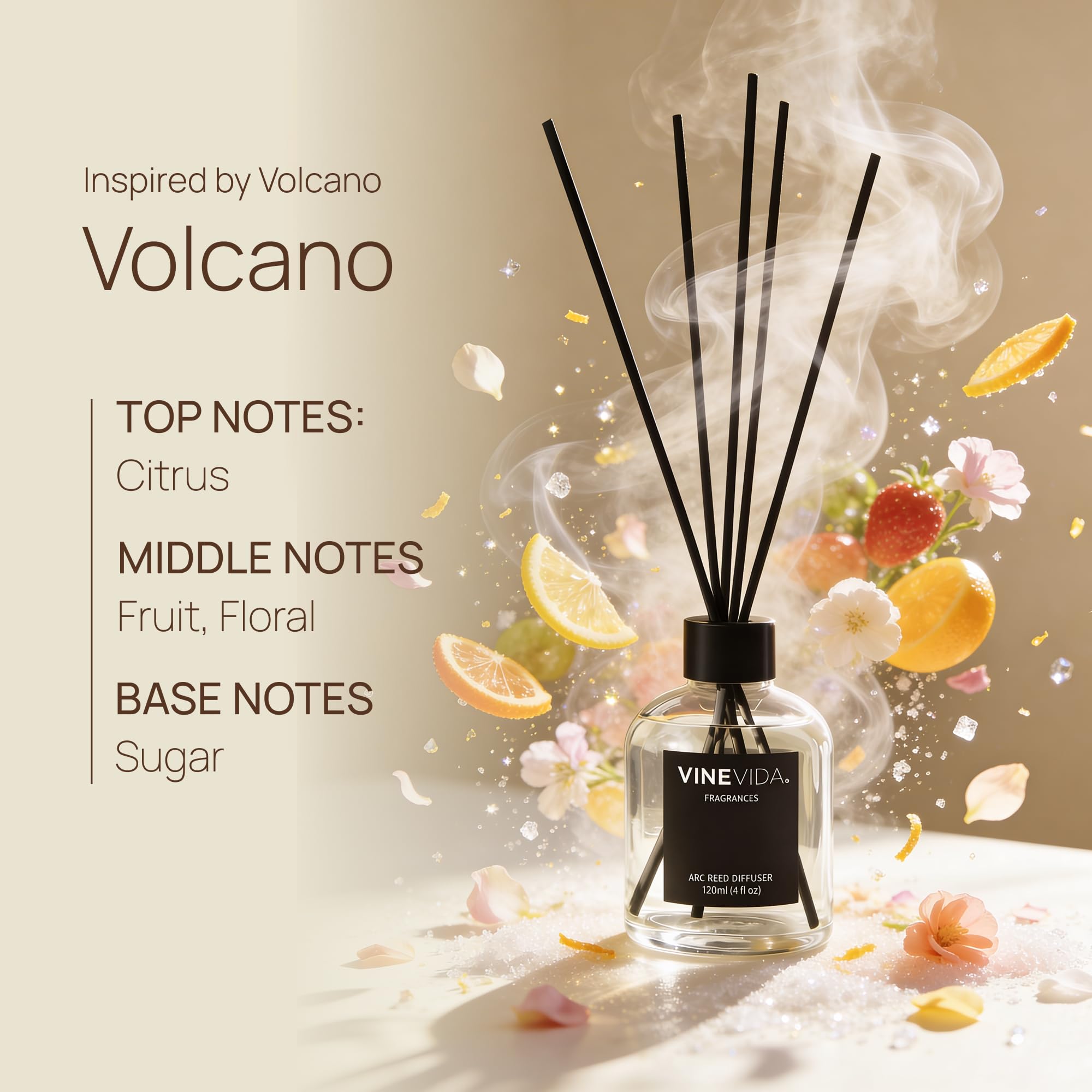 VINEVIDA Volcano diffuser sticks release a steady scent for continuous home freshness