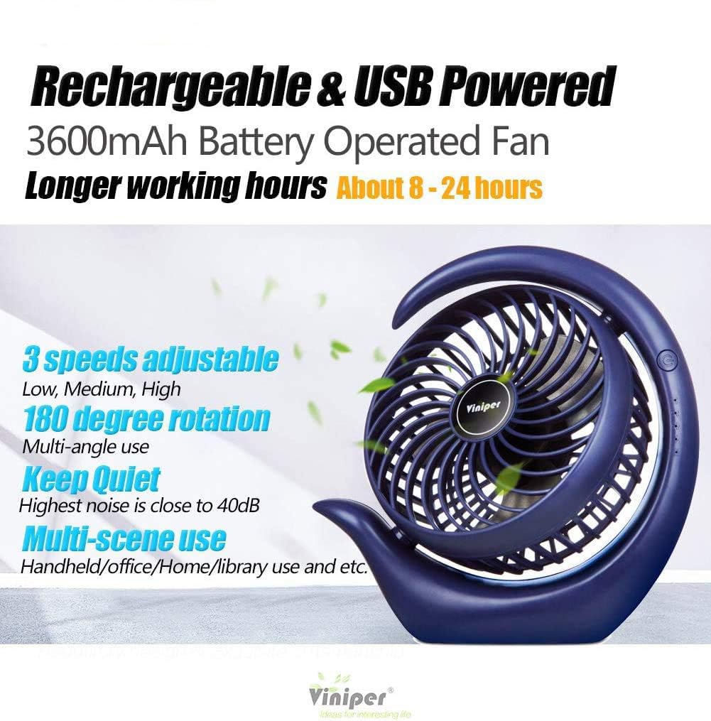 Viniper desk fan displaying three-speed settings for personalized airflow
