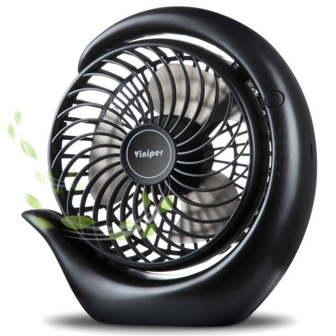 Viniper portable desk fan front view for personal cooling on a compact desk.