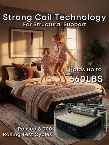 Vinitin mattress supports up to 660 lbs for two adults.