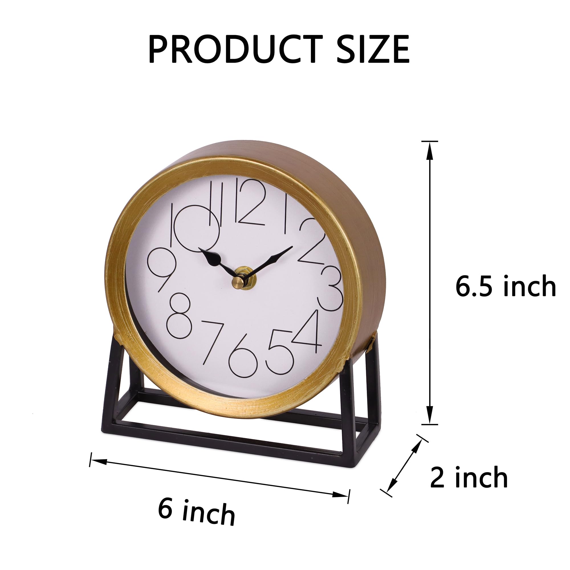VinSees gold finish mantel clock enhances farmhouse decor.