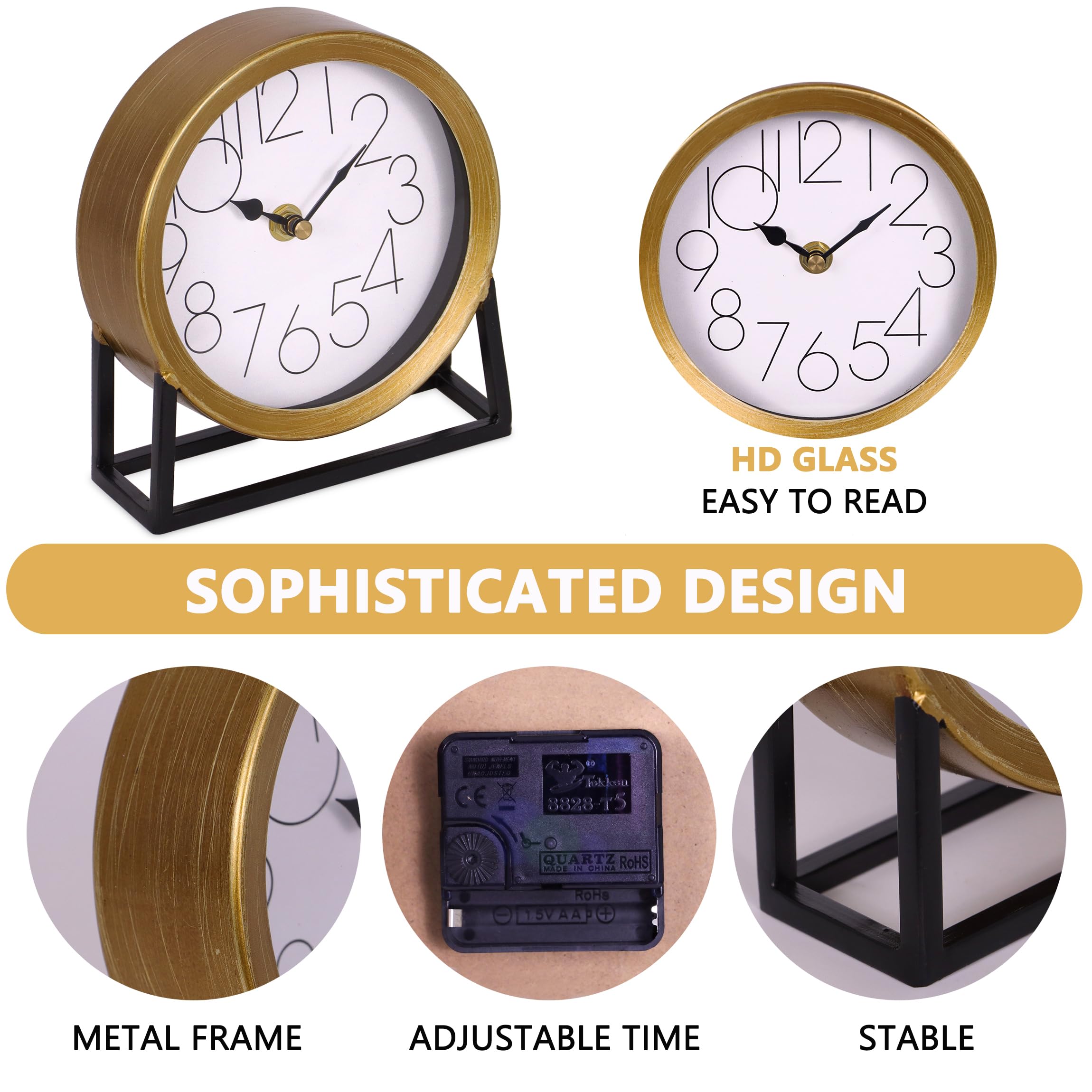 VinSees silent non-ticking movement keeps your workspace focused.