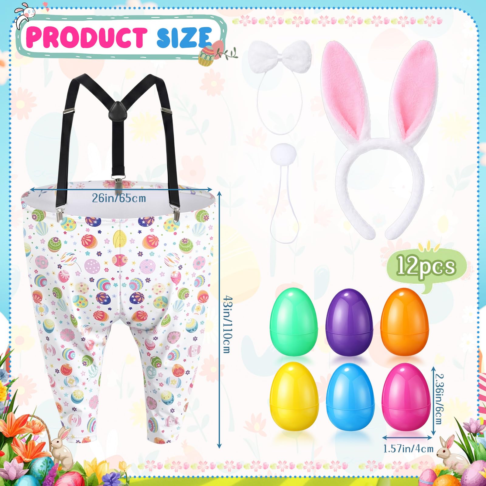 Vinsot Granny Pants with 12 colorful eggs for fast-paced egg hunts.