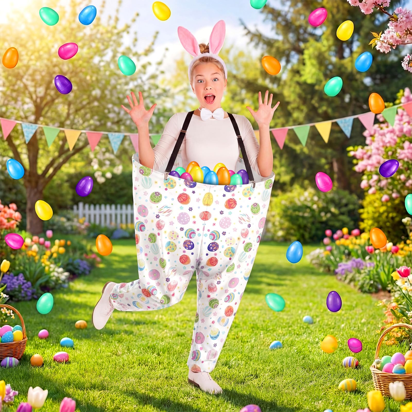 Vinsot Granny Pants giant pants assembly for outdoor games and group fun.
