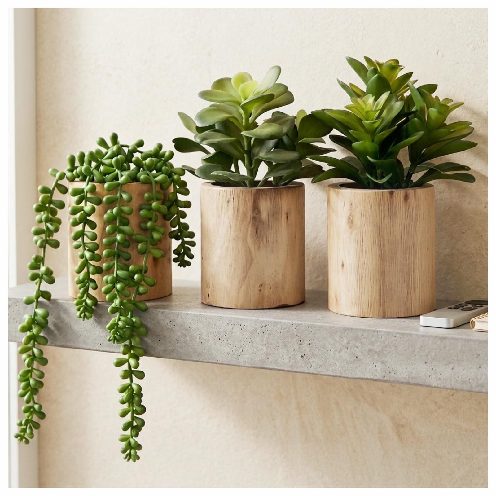 VINSUNI artificial succulents close-up shows lifelike texture for maintenance-free decor.