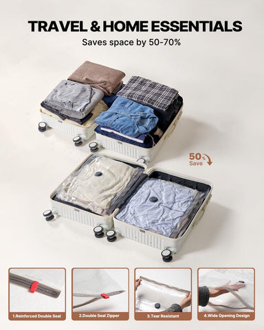 Transparent PVC+PE bags protect clothing while letting you see contents.
