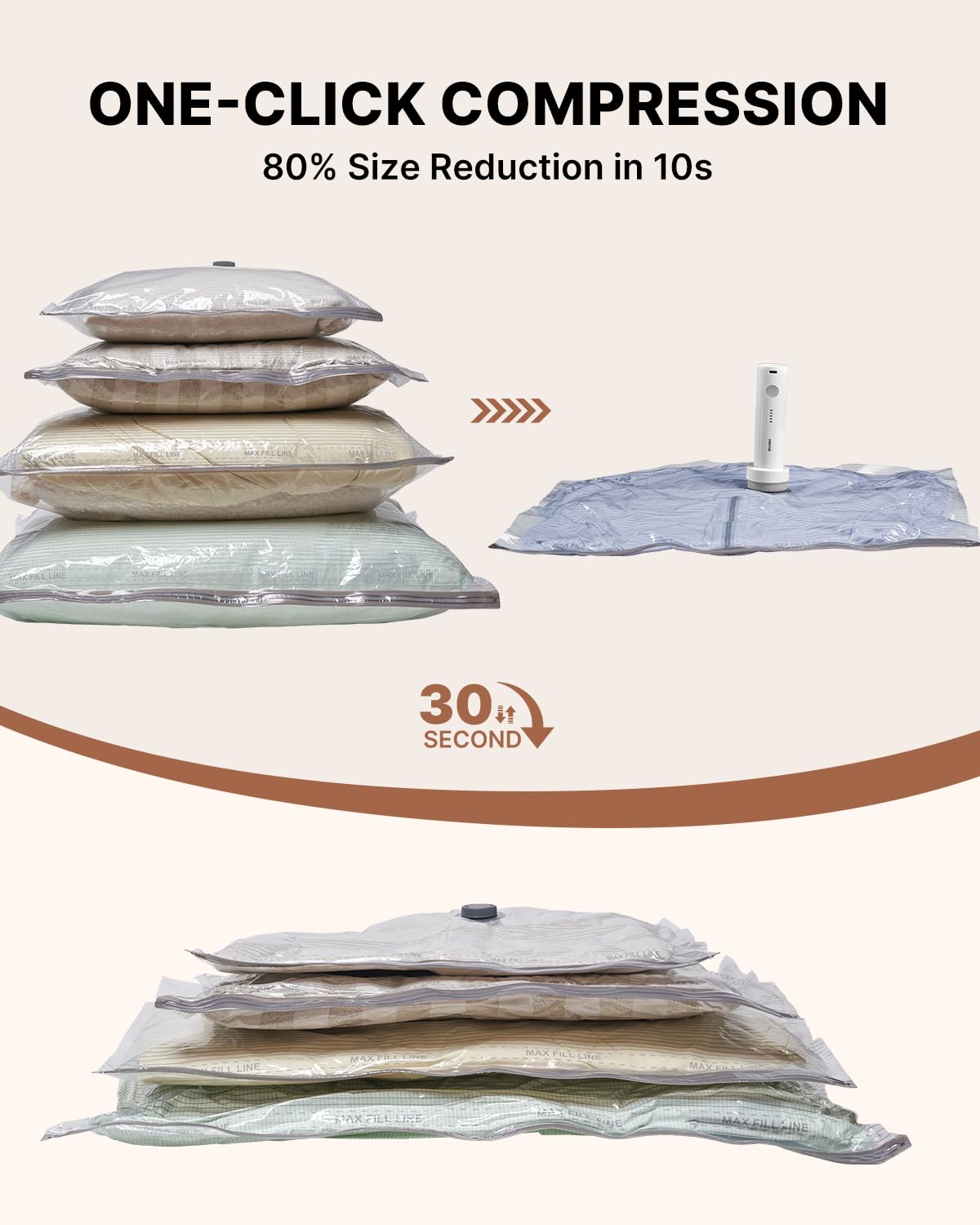 Medium VINTAR bag stores tops and pants while saving space.