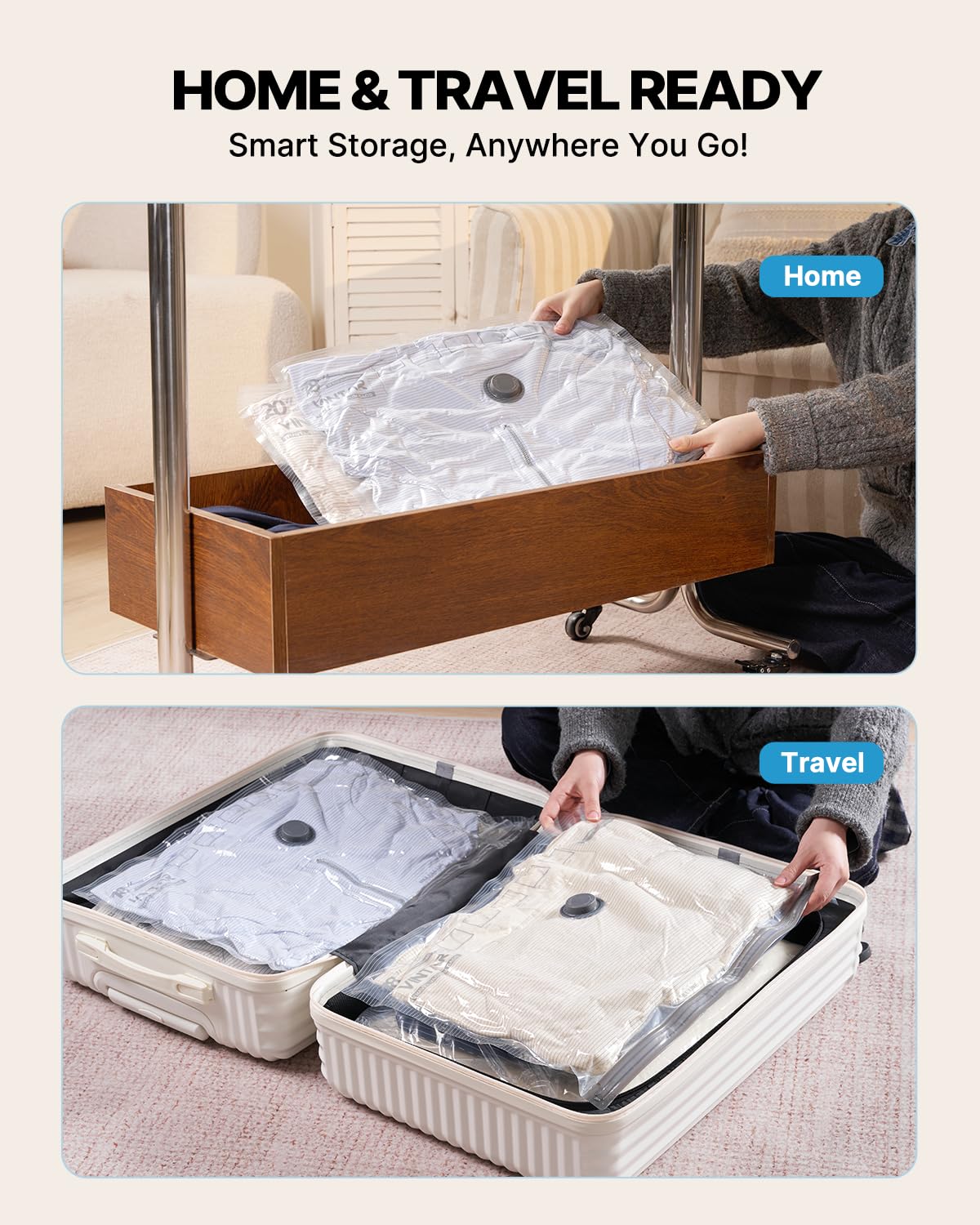 VINTAR durable tear-resistant bags protect clothing from moisture.