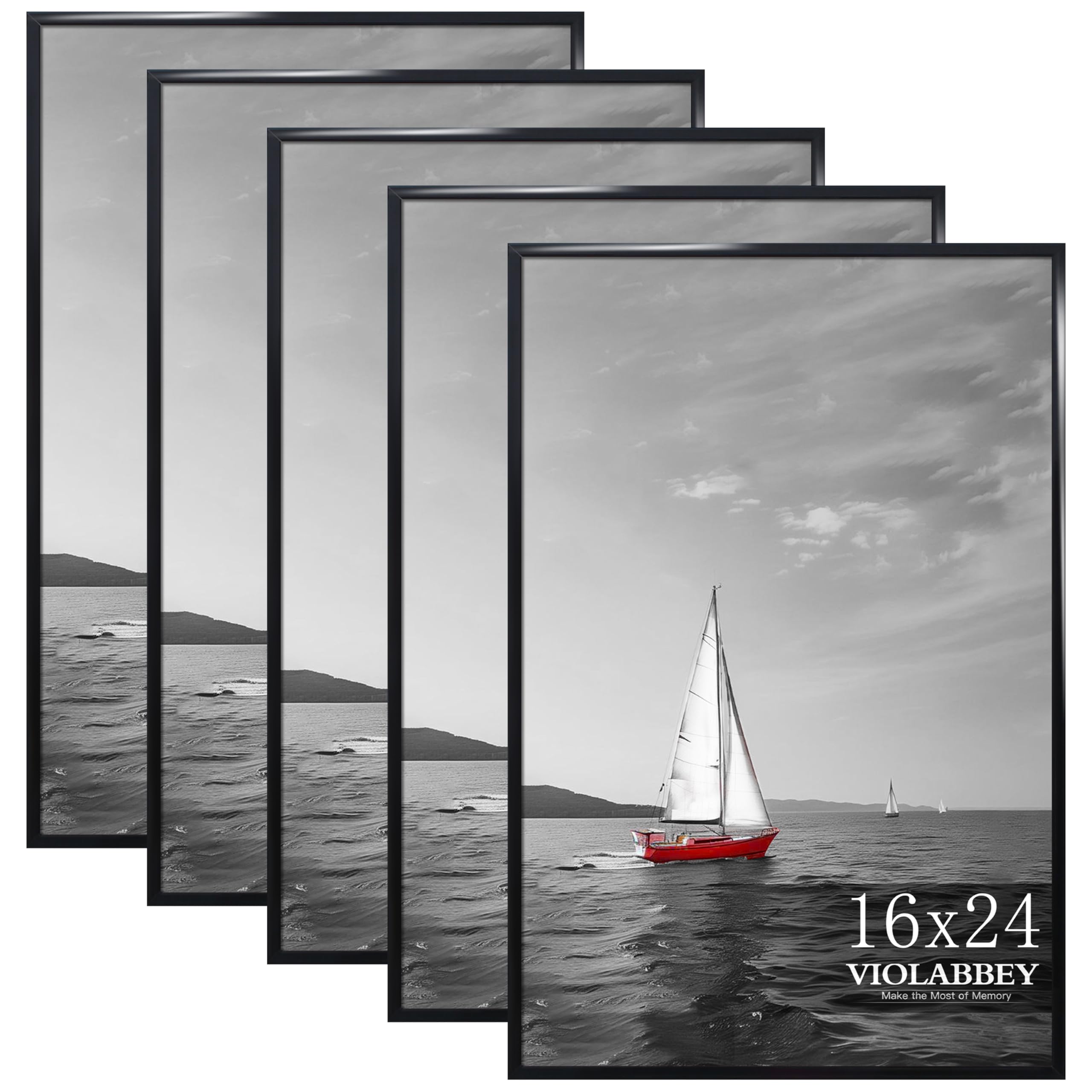 VIOLABBEY 16x24 frame set5 black front view with shatterproof acrylic for posters