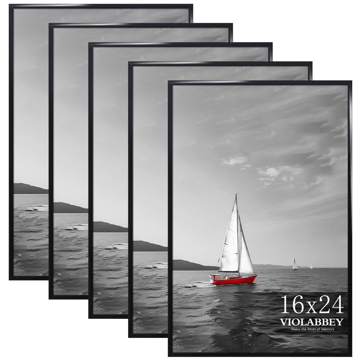 VIOLABBEY 16x24 frame set5 black front view with shatterproof acrylic for posters