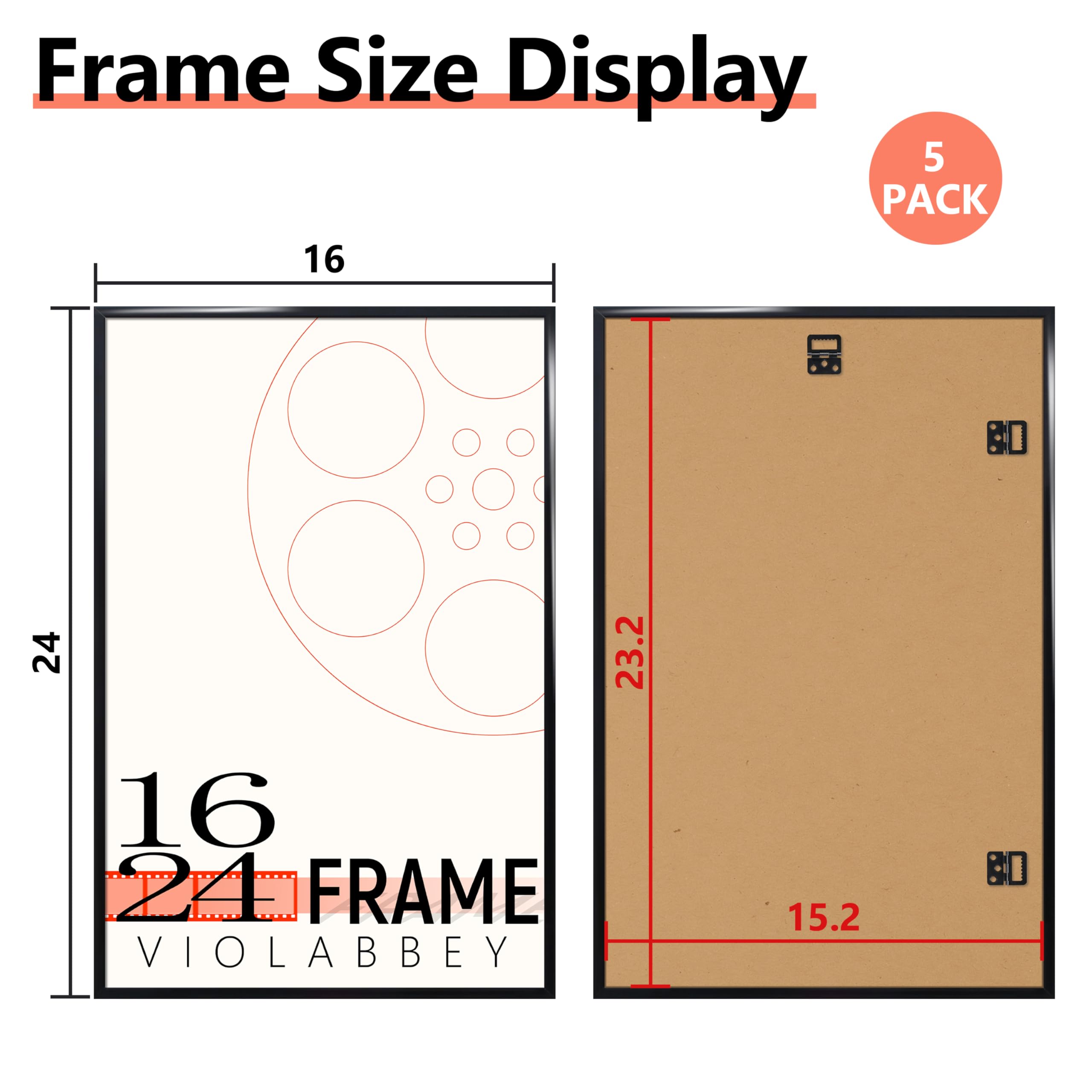VIOLABBEY 16x24 frame set5 black side profile with slim silhouette