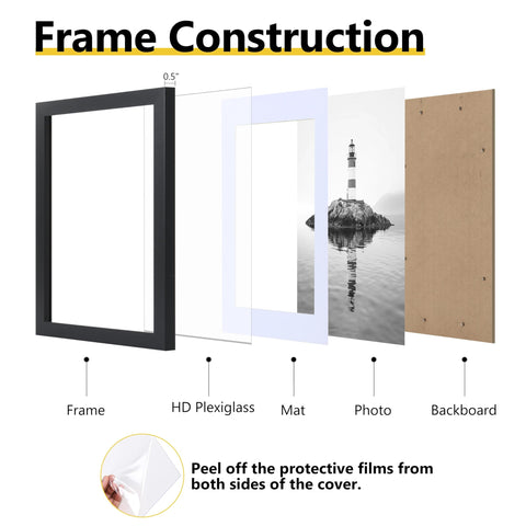 VIOLABBEY 11x14 frame back view highlights rotatable buckles for easy photo swaps.