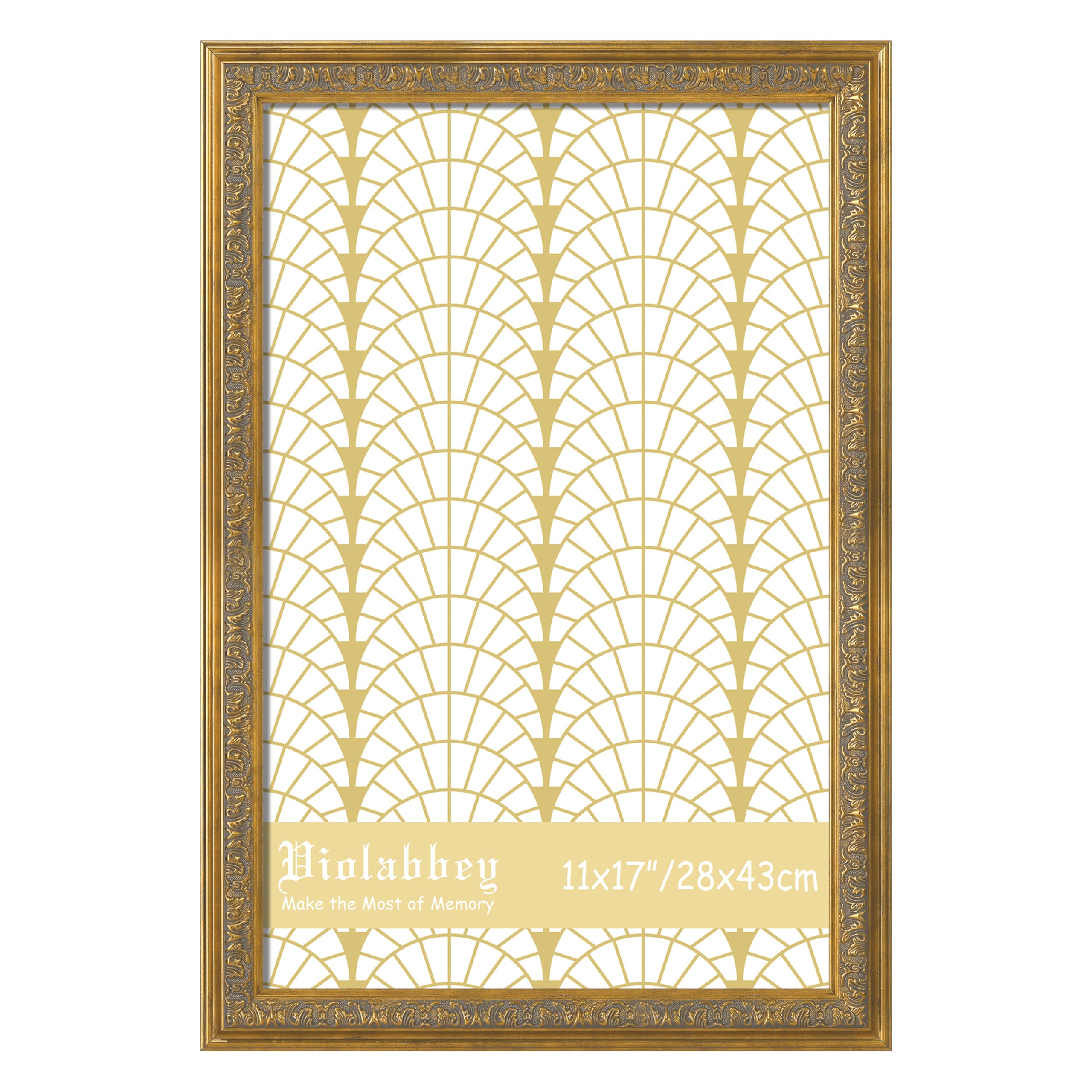 VIOLABBEY 11x17 gold frame front with ornate detailing for wall display