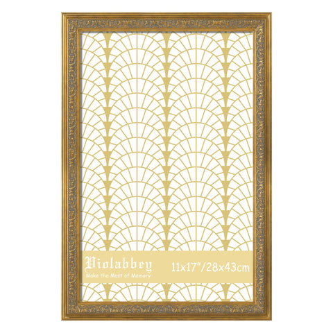 VIOLABBEY 11x17 gold frame front with ornate detailing for wall display