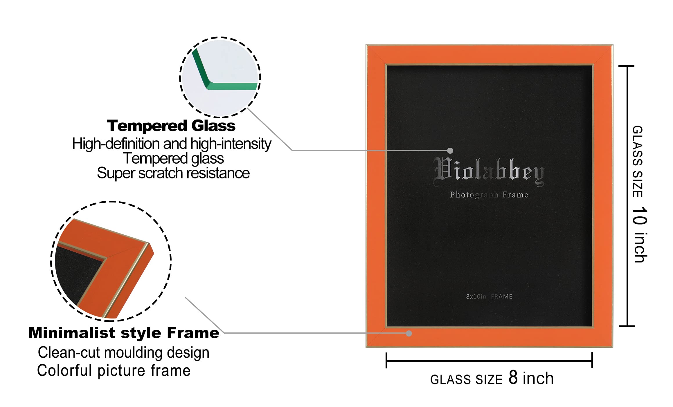 VIOLABBEY orange 8x10 frame adds playful energy to family memories.