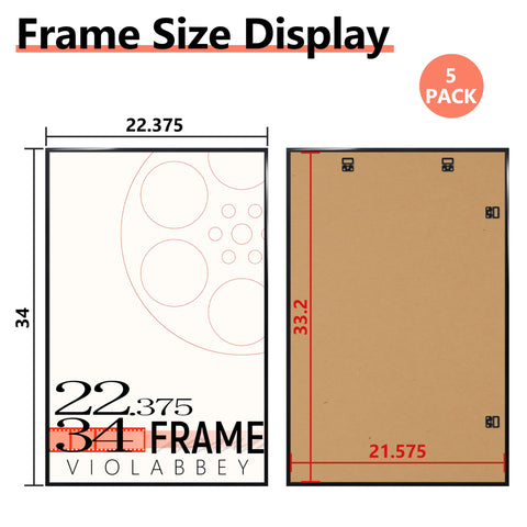 Violabbey five piece black frame set for easy vertical or horizontal display