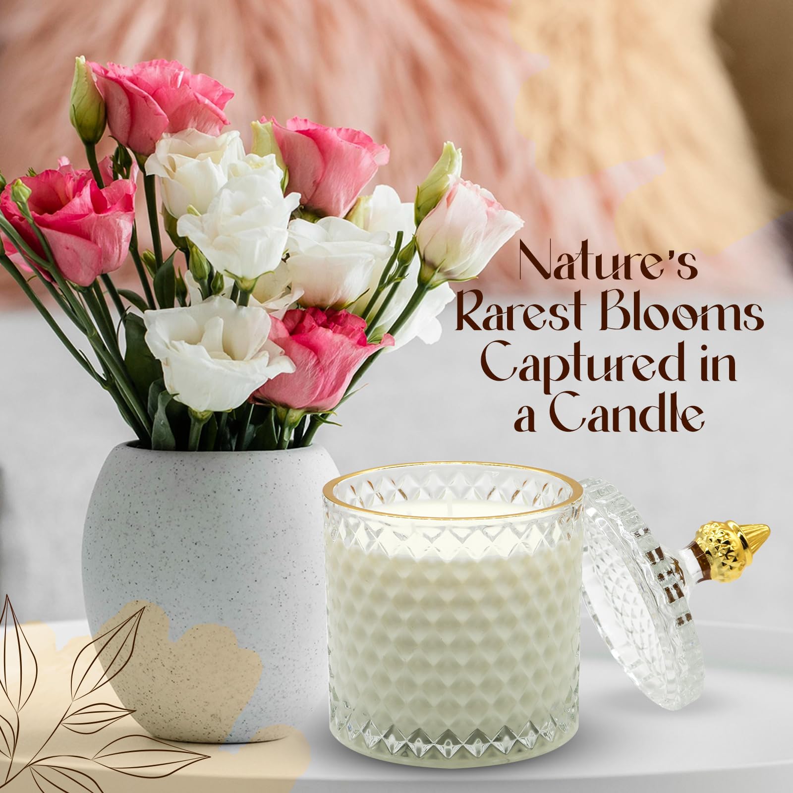 VIONAMI 14.8 oz soy candle offers clean burn and long-lasting fragrance.