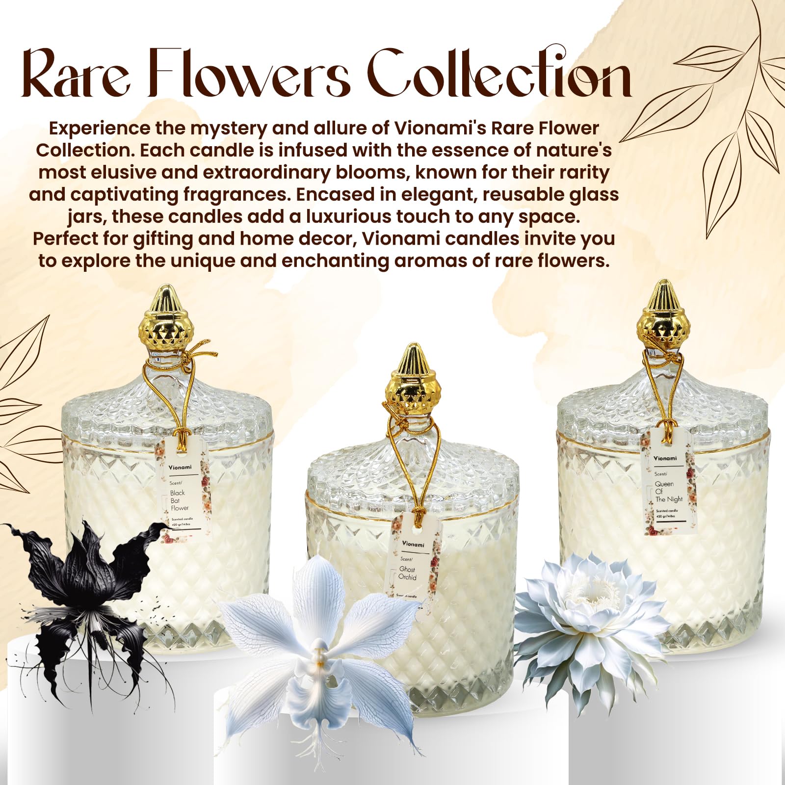 VIONAMI luxury candle elevates entryways, bedrooms, and living areas.