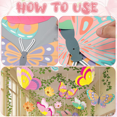 VioraWhite butterfly cardboard decor is lightweight and easy to hang